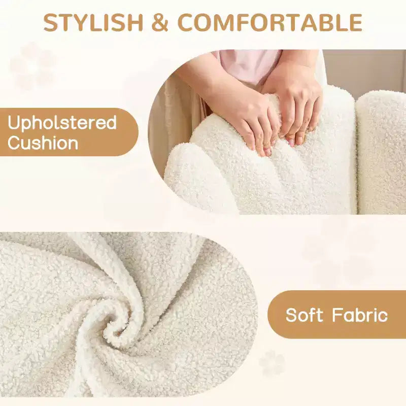 Sedia da Scrivania da Ufficio Senza Braccioli Furniliving, Sedia da Toilette Imbottita, Comoda in Bouclé per Camera da Letto/Spogliatoio/Ufficio Domestico