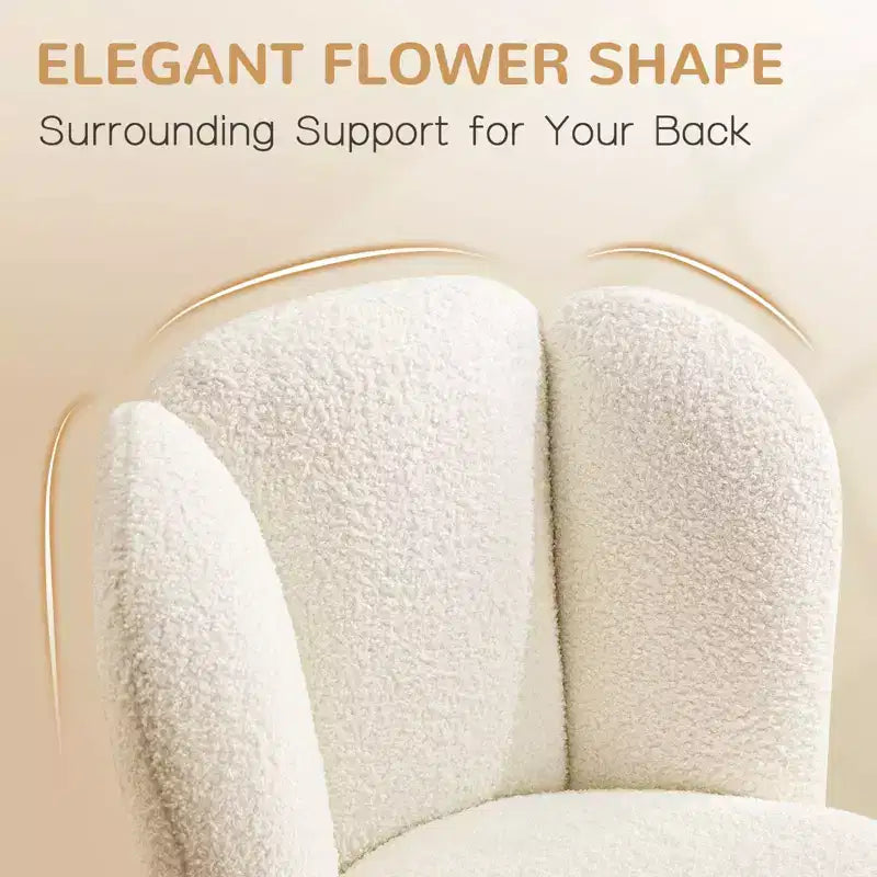Sedia da Scrivania da Ufficio Senza Braccioli Furniliving, Sedia da Toilette Imbottita, Comoda in Bouclé per Camera da Letto/Spogliatoio/Ufficio Domestico