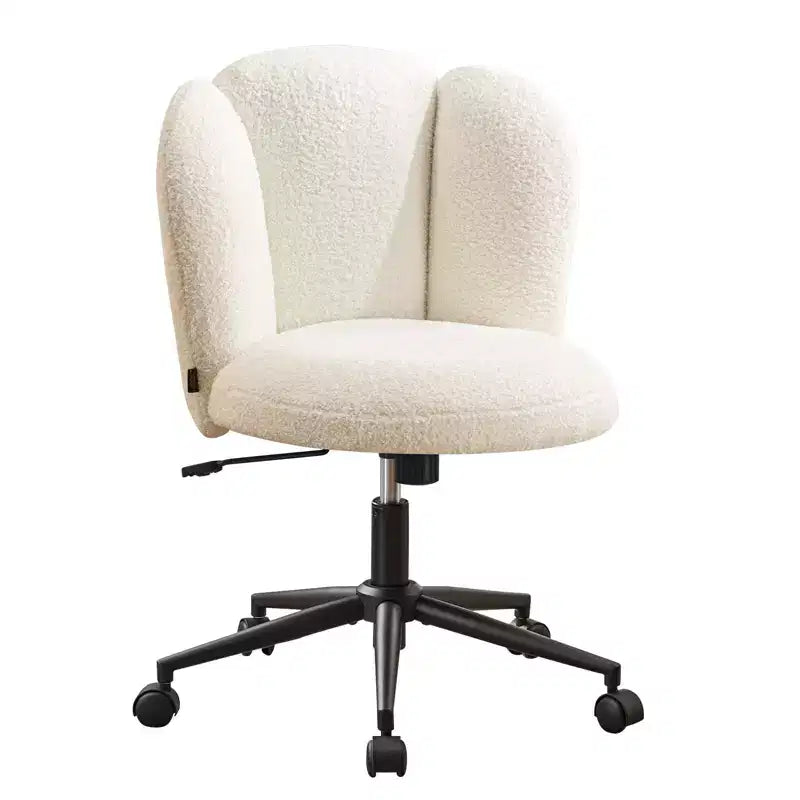 Sedia da Scrivania da Ufficio Senza Braccioli Furniliving, Sedia da Toilette Imbottita, Comoda in Bouclé per Camera da Letto/Spogliatoio/Ufficio Domestico