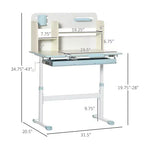 Scrivania regolabile Whisen Kids, scrivania da studente, scrivania inclinabile per bambini con piano inclinabile, cassetto - Blu