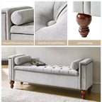 Panca contenitore Antonia con due cuscini circolari e gambe in legno massiccio|ART OF LIVING DESIGNS
