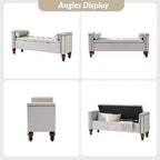 Panca contenitore Antonia con due cuscini circolari e gambe in legno massiccio|ART OF LIVING DESIGNS