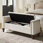 Panca contenitore Antonia con due cuscini circolari e gambe in legno massiccio|ART OF LIVING DESIGNS