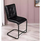 Sedia da pranzo HomeRoots Tufted in pelle nera imbottita