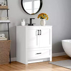 Mobile Bagno Moderno Yaheetech 86,3 cm di Altezza, Autoportante con Lavabo, Bianco