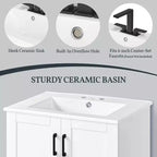 Mobile Bagno Moderno Yaheetech 86,3 cm di Altezza, Autoportante con Lavabo, Bianco
