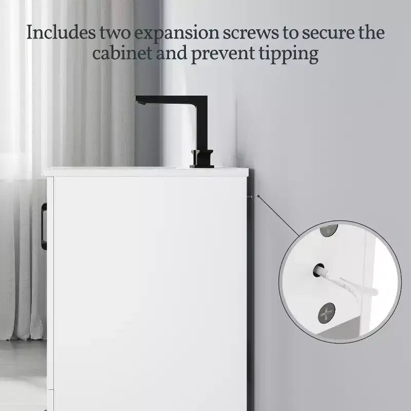 Mobile Bagno Moderno Yaheetech 86,3 cm di Altezza, Autoportante con Lavabo, Bianco
