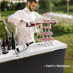 VINGLI 78 Tavolo Bar Portatile, 2 Ripiani, Tavolo Bar Mobile per Eventi, Feste, Campeggio, Picnic, Fieristici, Interni con Gonna Nera