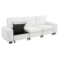 VEVOR 100-Inch Modular 3-Seater Sofa  Comfy Couch with Deep Seats & Hidden Storage, Modern Design for Living Room, Apartment, or Office, White