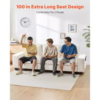 VEVOR Divano modulare a 3 posti da 100 pollici Divano comodo con sedili profondi e contenitore nascosto, Design moderno per soggiorno, appartamento o ufficio, Bianco