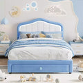 Upholstered single bed frame, lovely velvet bed frame with headboard, light and storage drawers, suitable for children, no box spring required