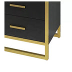 Comodino moderno con 2 cassetti, piccolo comodino in legno con contenitore, comodino moderno con struttura in metallo per piccoli spazi