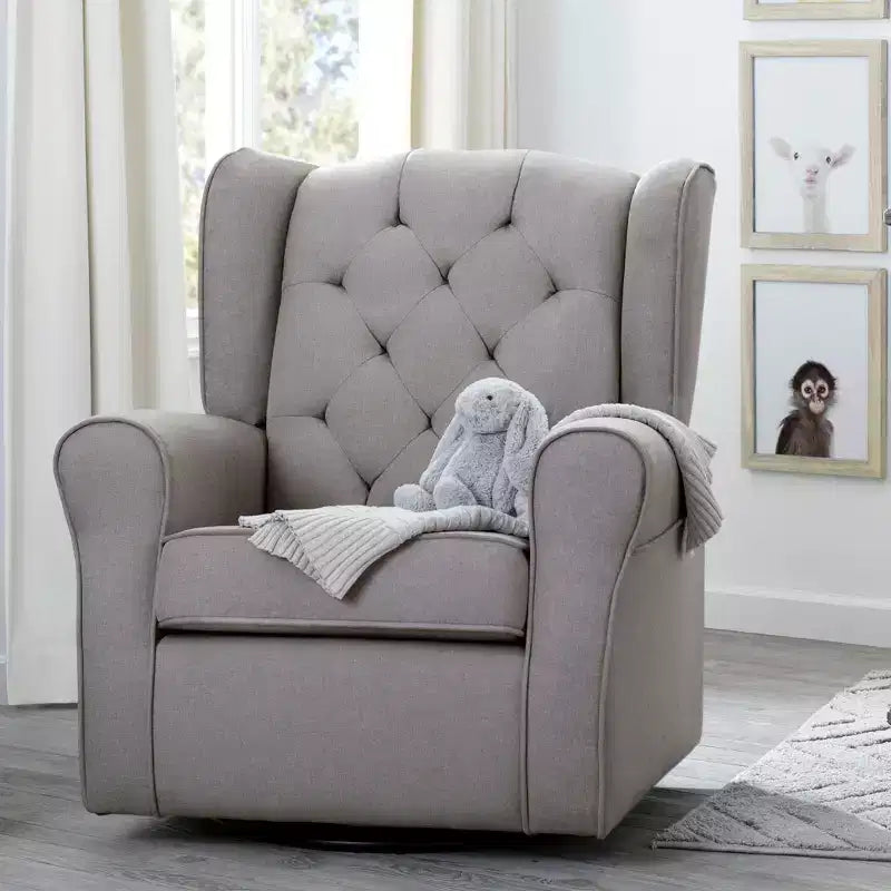 Delta Children Pouf Ottomano Emma, con trapuntatura a rombi, colore: Grigio francese
