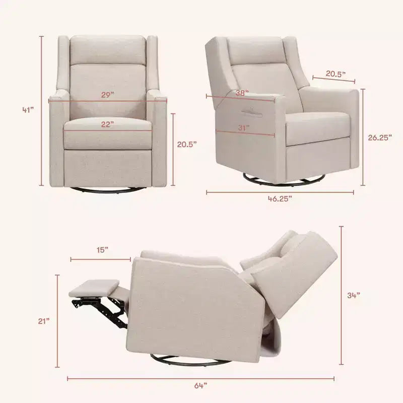 Babyletto Kiwi Deluxe Poltrona reclinabile elettrica e girevole con funzione dondolo, riscaldamento e massaggio