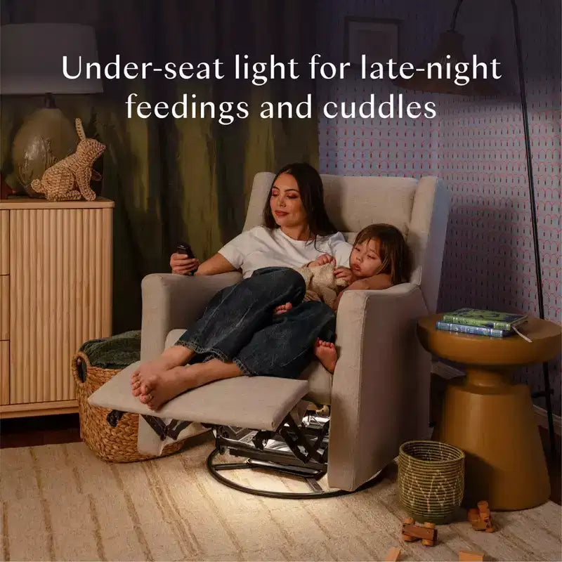 Babyletto Kiwi Deluxe Poltrona reclinabile elettrica e girevole con funzione dondolo, riscaldamento e massaggio