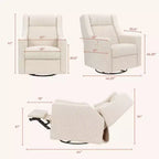 Babyletto Kiwi Deluxe Poltrona reclinabile elettrica e girevole con funzione dondolo, riscaldamento e massaggio