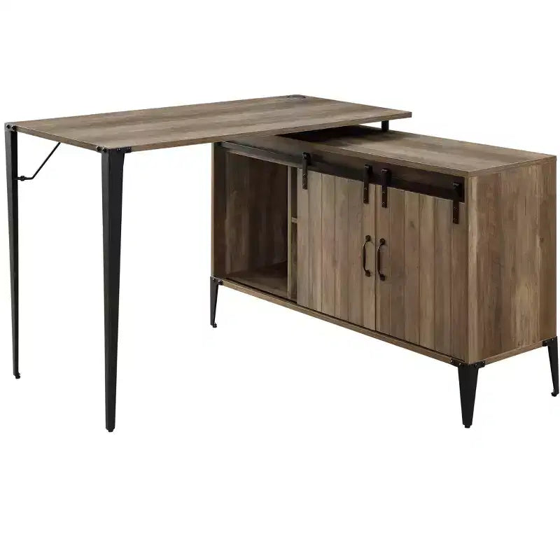 GDFStudio Pampas Scrivania a L con Porta Scorrevole a Fienile
