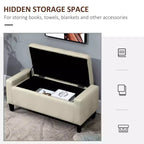 Pouf contenitore ottomano da 91 cm, panca contenitore con piano sollevabile e gambe in legno di gomma, panca da ingresso imbottita in lino con seduta per soggiorno