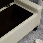 Pouf contenitore ottomano da 91 cm, panca contenitore con piano sollevabile e gambe in legno di gomma, panca da ingresso imbottita in lino con seduta per soggiorno