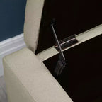 Pouf contenitore ottomano da 91 cm, panca contenitore con piano sollevabile e gambe in legno di gomma, panca da ingresso imbottita in lino con seduta per soggiorno