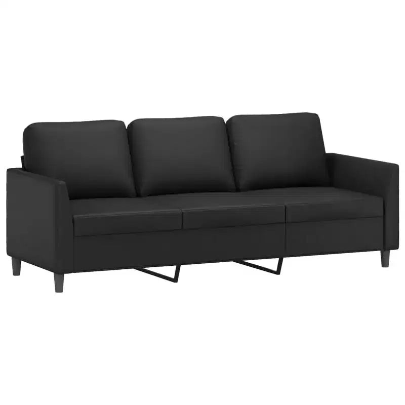 Divano moderno a 3 posti in similpelle 78 pollici – Rivestimento nero antimacchia, design minimalista dalle linee pulite, struttura robusta per soggiorno o salotto