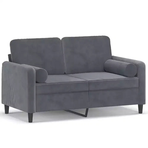Divano 2 posti Velluto grigio scuro (100% poliestere), metallo, textilene