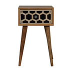 HomeRoots 20 Black White And Brown Solid Wood Geometric Bone Inlay One Drawer Nightstand