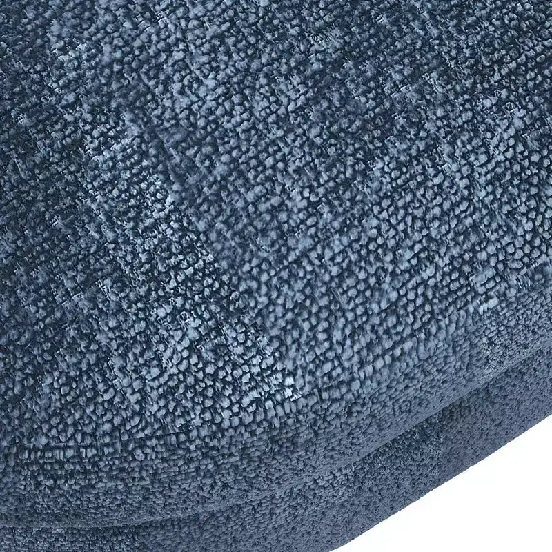Panca portaoggetti ovale imbottita Homy Casa con coperchio sollevabile, ottomana in tessuto blu con gambe in legno
