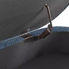 Panca portaoggetti ovale imbottita Homy Casa con coperchio sollevabile, ottomana in tessuto blu con gambe in legno