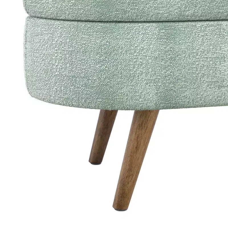 Panca portaoggetti ovale imbottita Homy Casa con coperchio sollevabile, ottomana in tessuto blu con gambe in legno