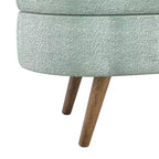 Panca portaoggetti ovale imbottita Homy Casa con coperchio sollevabile, ottomana in tessuto blu con gambe in legno