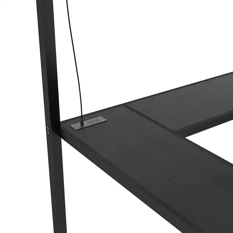 Bellemave Letto a soppalco Twin XL con scrivania a L, armadio e scale, letto a soppalco alto in metallo con USB, LED e ripiani per bambini, ragazzi e adulti, nero