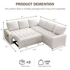 Divano Sezionale Modulare Dyonery 85 con Letto Estraibile, Divano a L a 5 Posti in Ciniglia con Porte USB, Schienale Regolabile e Contenitore