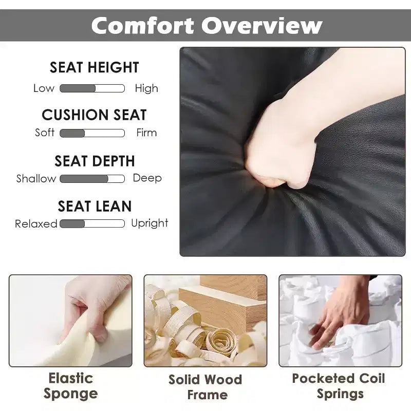 TYBOATLE Sedia Accent Nera, Sedia da Lettura Moderna in Ecopelle con Seduta Trapuntata per Soggiorno Camera da Letto Sala di Attesa