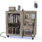 Mobile porta giradischi VINGLI con porta vinili, porta dischi in vinile per un massimo di 350 album, tavolo per giradischi con stazione di ricarica a LED
