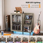 Mobile porta giradischi VINGLI con porta vinili, porta dischi in vinile per un massimo di 350 album, tavolo per giradischi con stazione di ricarica a LED