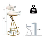 Sgabelli da bar Homy Casa, set da 2, in velluto, con struttura curva in metallo dorato e poggiapiedi, altezza seduta 71 cm, bianco crema