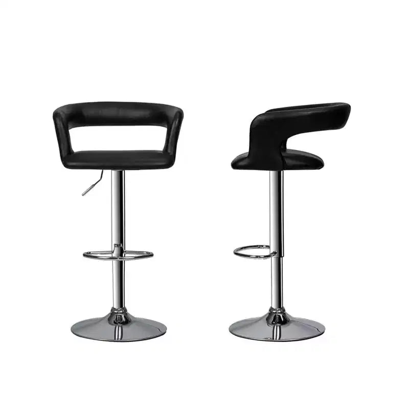 HomeStock Set di 2 sgabelli da bar regolabili in altezza da 38" in similpelle nera