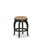 HomeStock Sgabello da bancone senza schienale da 61 cm di altezza, finitura marrone, in legno, a forma rotonda, con rivestimento in similpelle