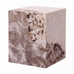 Tavolino Accent Royal Hampton, Quadrato, Finto Marmo Bianco e Marrone, 40 cm