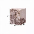 Tavolino Accent Royal Hampton, Quadrato, Finto Marmo Bianco e Marrone, 40 cm