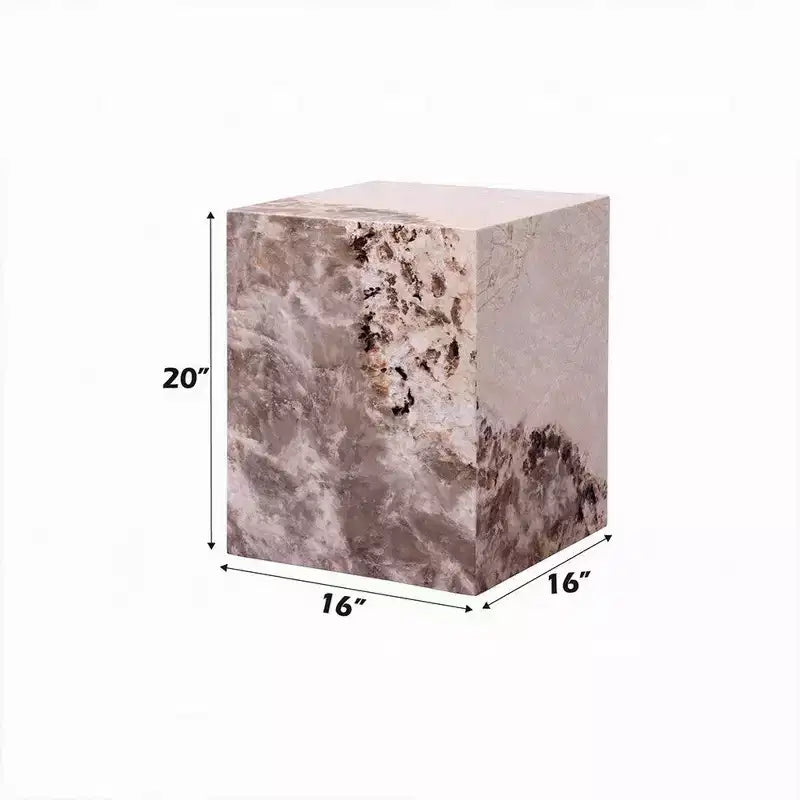 Tavolino Accent Royal Hampton, Quadrato, Finto Marmo Bianco e Marrone, 40 cm