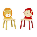 Set Tavolo e Sedie per Bambini Whisen 5 Pezzi, Tavolo in Legno per Bambini con 4 Sedie a Tema Animali dei Cartoni Animati