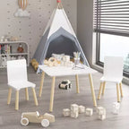 Set Tavolo e Sedie per Bambini Whisen 5 Pezzi, Tavolo in Legno per Bambini con 4 Sedie a Tema Animali dei Cartoni Animati