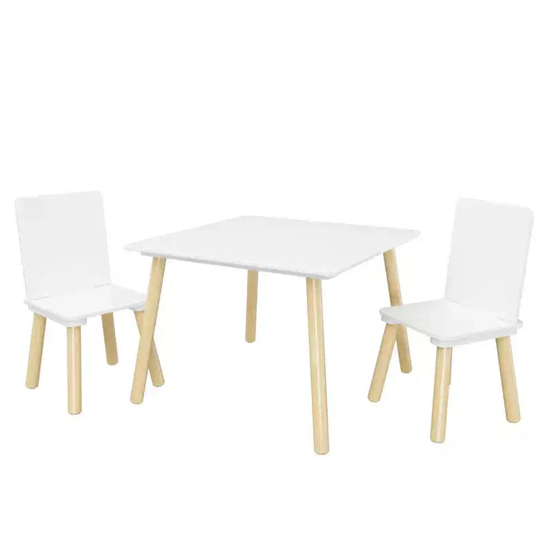 Set Tavolo e Sedie per Bambini Whisen 5 Pezzi, Tavolo in Legno per Bambini con 4 Sedie a Tema Animali dei Cartoni Animati
