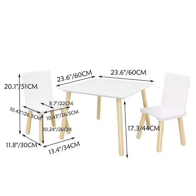 Set Tavolo e Sedie per Bambini Whisen 5 Pezzi, Tavolo in Legno per Bambini con 4 Sedie a Tema Animali dei Cartoni Animati