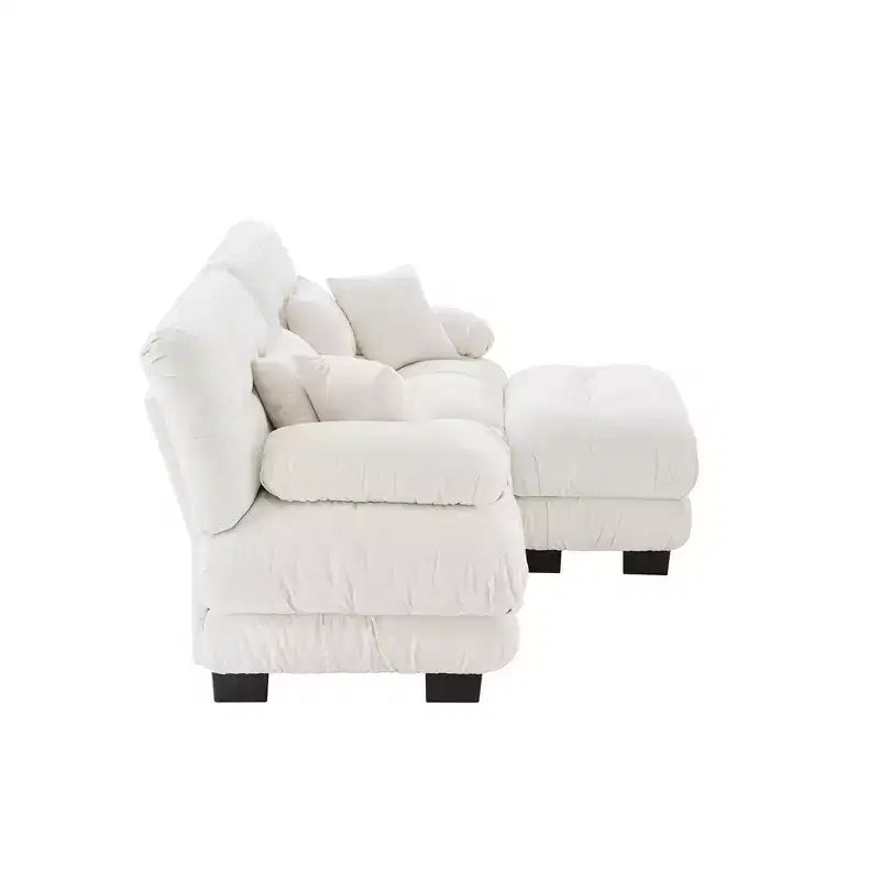 Divano componibile a L Homy Casa Cloud con chaise longue e cuscini morbidi, per soggiorno o area famiglia