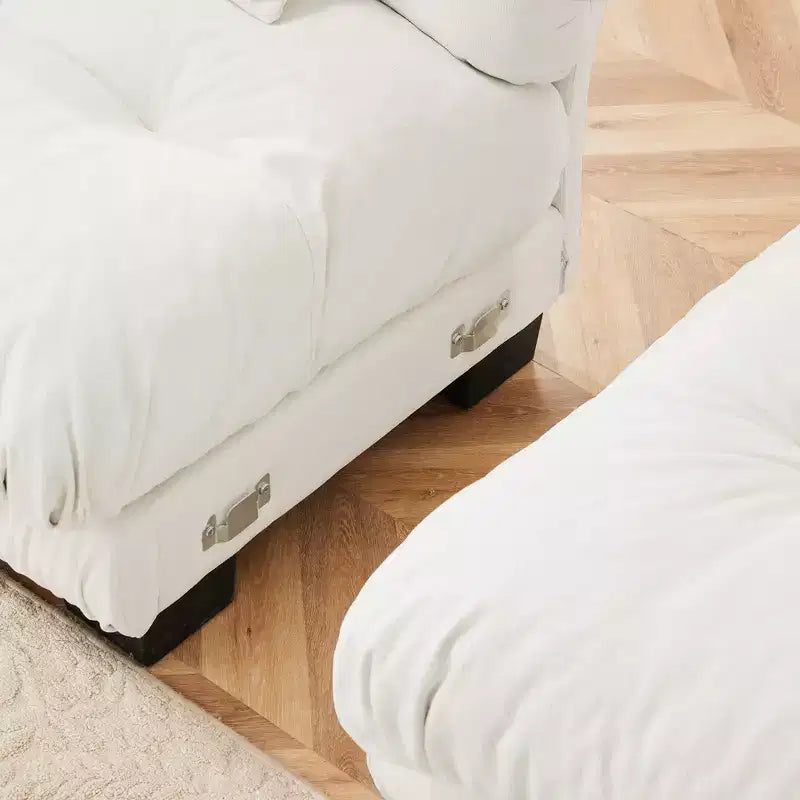 Divano componibile a L Homy Casa Cloud con chaise longue e cuscini morbidi, per soggiorno o area famiglia