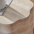 GDFStudio Arlen Tavolino da Caffè Rotondo Moderno in Legno a 2 Pezzi con Bordo Ondulato