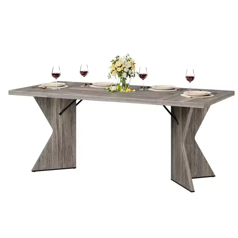 COZONY Tavolo da Pranzo Rettangolare per 6 Persone, Tavolo da Cucina Retrò con Struttura Robusta, Tavolo da Pranzo in Stile Rustico per Riunioni di Famiglia